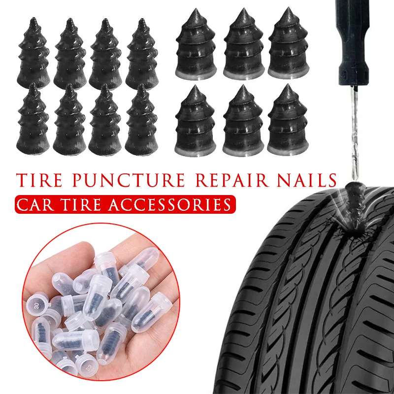 Tire Puncture Repair Nails for Car Motorcycle Scooter Bike Vacuum Tyre Repair Nails Metal Nail Set Car Tire Seal Accessories