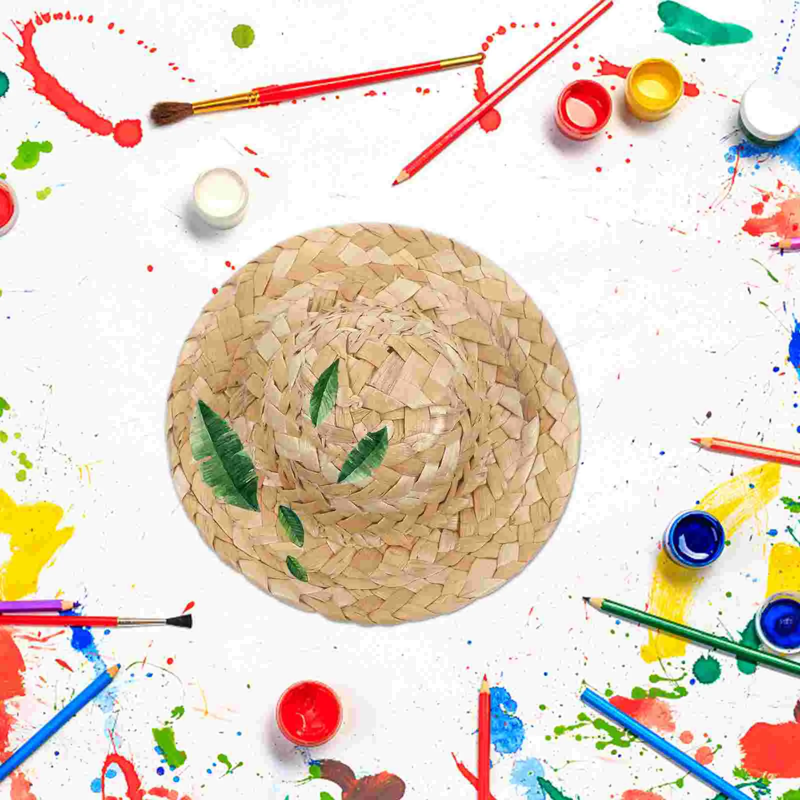 Crafts for Girls Drawing Straw Hat Kids DIY Painting Props Foldable Women's