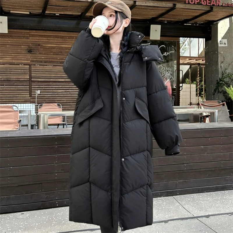 2025 New Oversize Loose Winter X-long Parkas Women's Down Cotton-padded Jacket Hooded Overcoat Thick Warm Coats Casual Outerwear