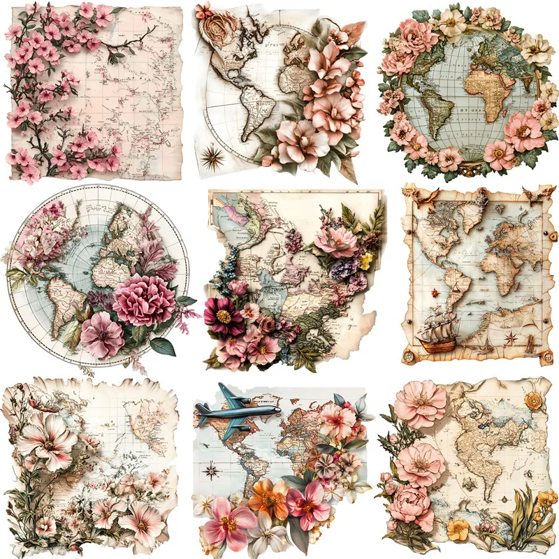 

Наклейки с цветочной картой, наклейки для рукоделия и скрапбукинга, детские игрушки, книга, декоративные наклейки, канцелярские принадлежности «сделай сам»