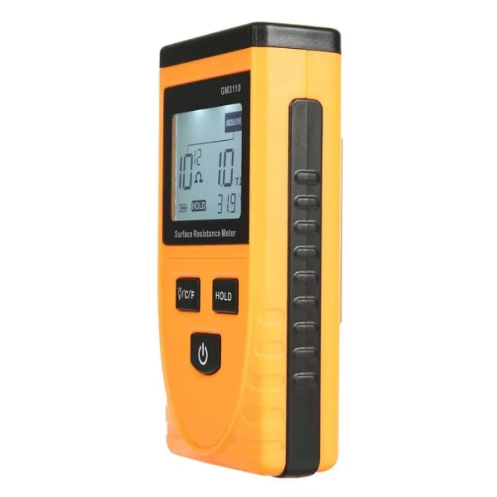 Handheld Lcd Display Surface Resistance Tester Meter with Data Holding Ambient Temperature Measurement Lcd Display