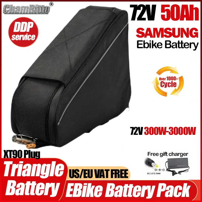 

72v 3000wElectric bicycle cham rider 40ah 30ah 50ah 60ah Triangular Battery ebike Lithium Battery 72v 300w-2000w conversion kit