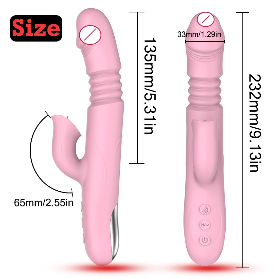 Double Tongue Vibrating dildo with warming Telescopic Rotating vibrator for woman Anal vaginal Clitoris Stimulator sex toys