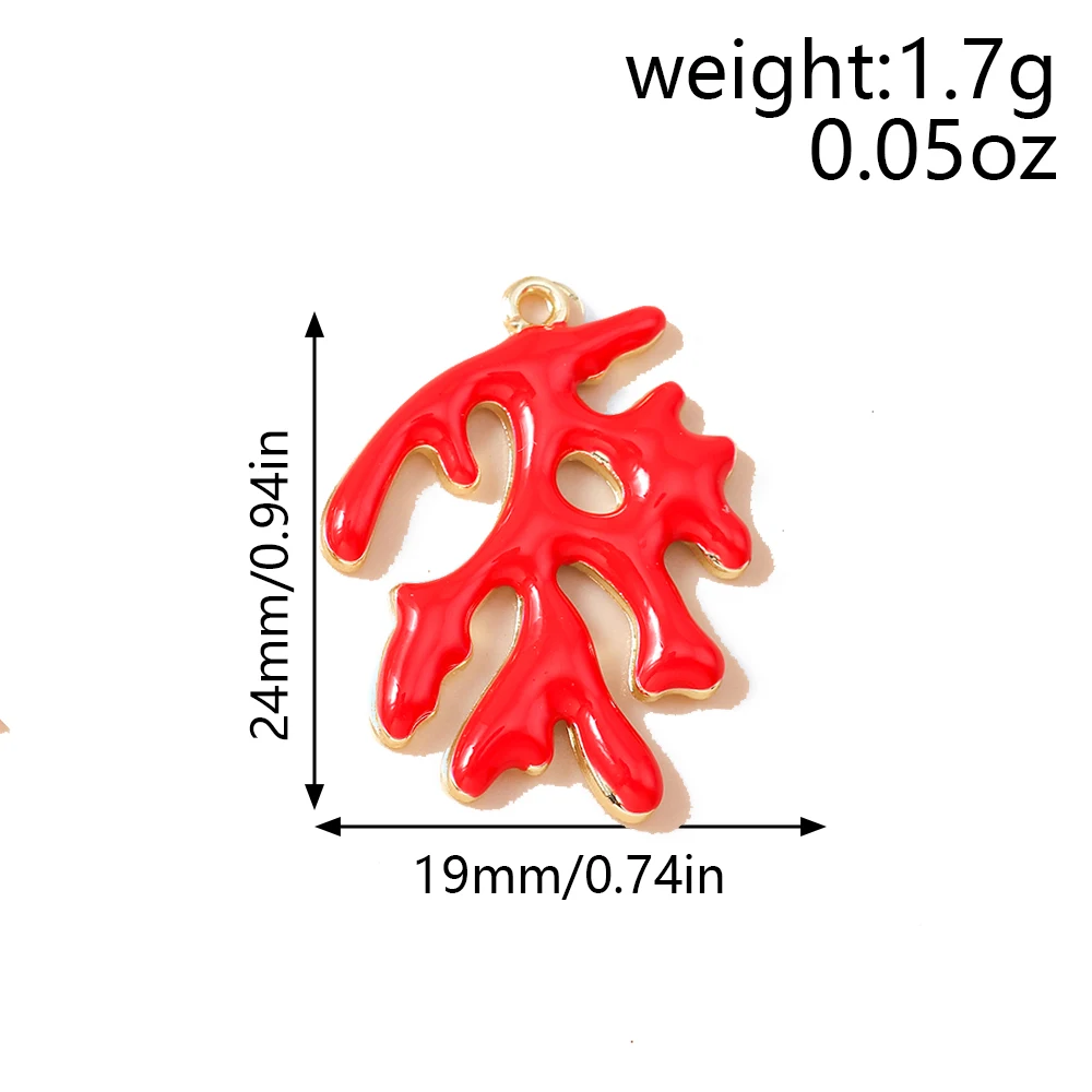 Leslie 5 Stück süße rote Mini-Ozeanfische, Delphin, Koralle, Seestern, Charm-Perlen für Sterlingsilber, Armband, Schmuckherstellung, DIY – Detail 6
