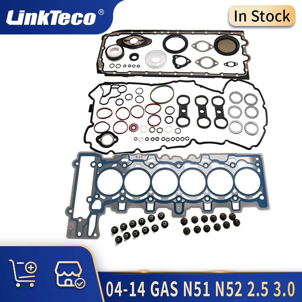 

Auto Engine Parts Full gasket seal set fit kit 04-14 GAS N51 N52 2.5 3.0 L For BWM N52B25 N51B30 N52B30 B25 B30 2.5L 3.0L O-Ring