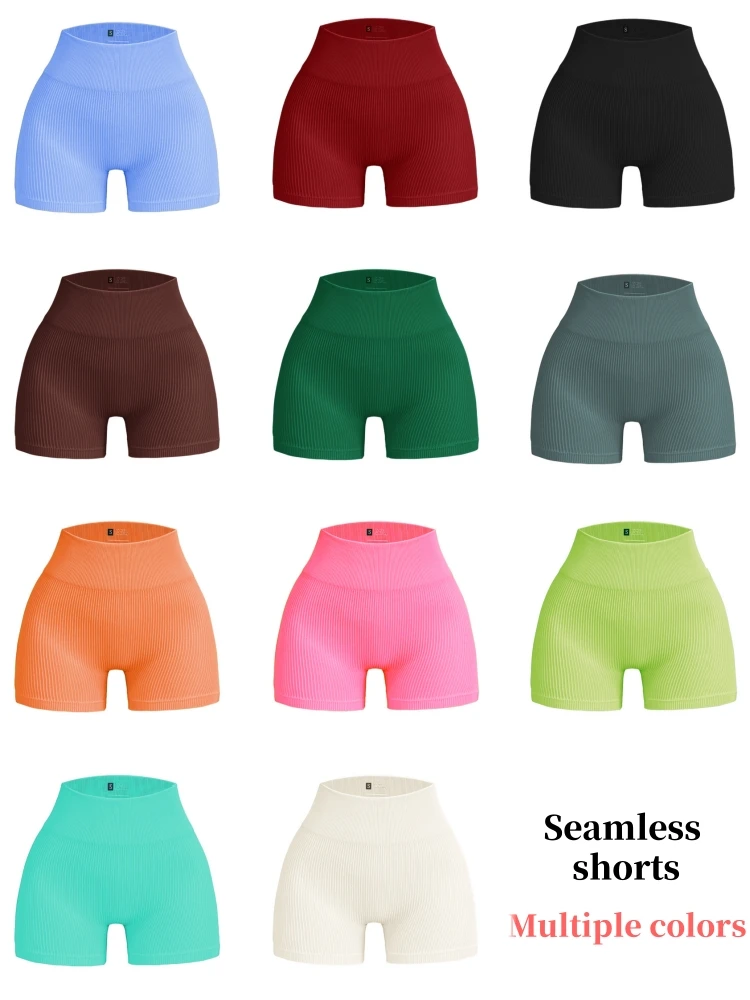 Damen-Sportbekleidung für drinnen und draußen, nahtlose kurze Yoga-Leggings mit hohem Stretchanteil, solide Sportshorts mit hoher Taille für Damen