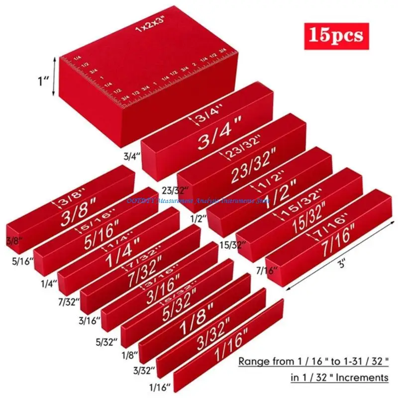 367D 15 Stück professionelle Aluminium-Holzbearbeitungs-Positionierungsfaktoren für die Gerätekalibrierung – Detail 6