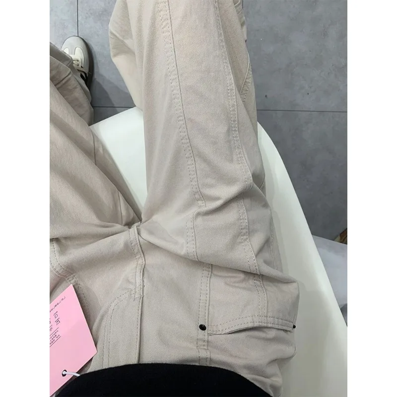 Deeptown Straight Wide Legs Women Jeans High Waist Korean Style Baggy Denim Pants Streetwear Casual Summer Solid Color Trousers