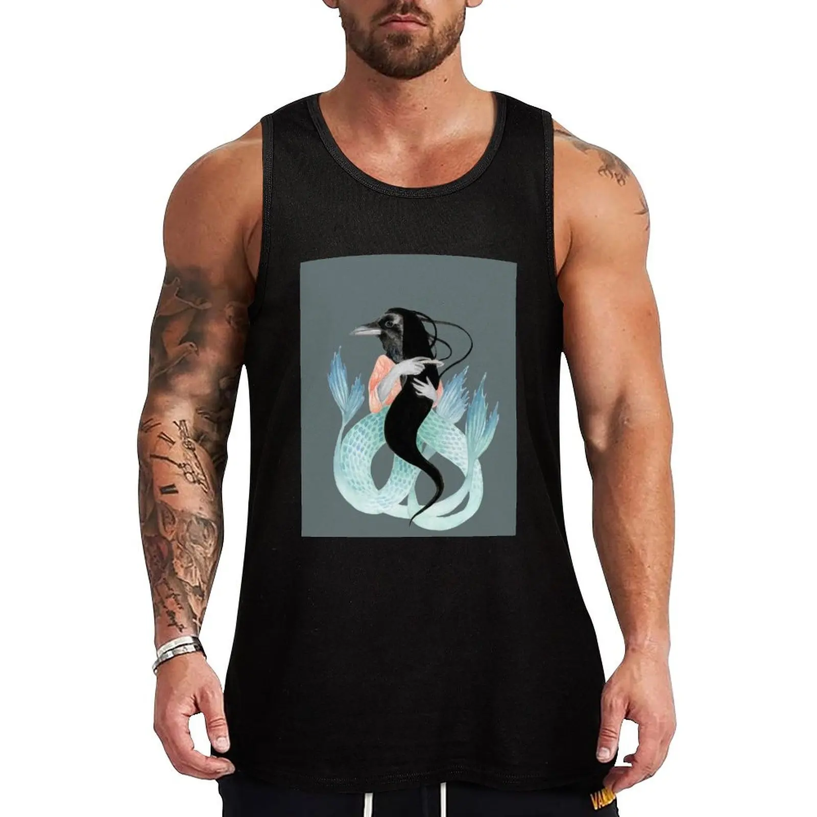 Yokai Amabie on Colored Background Tank Top Gym Ready Tank Top Sleeveless Quick Dry Athletic Top