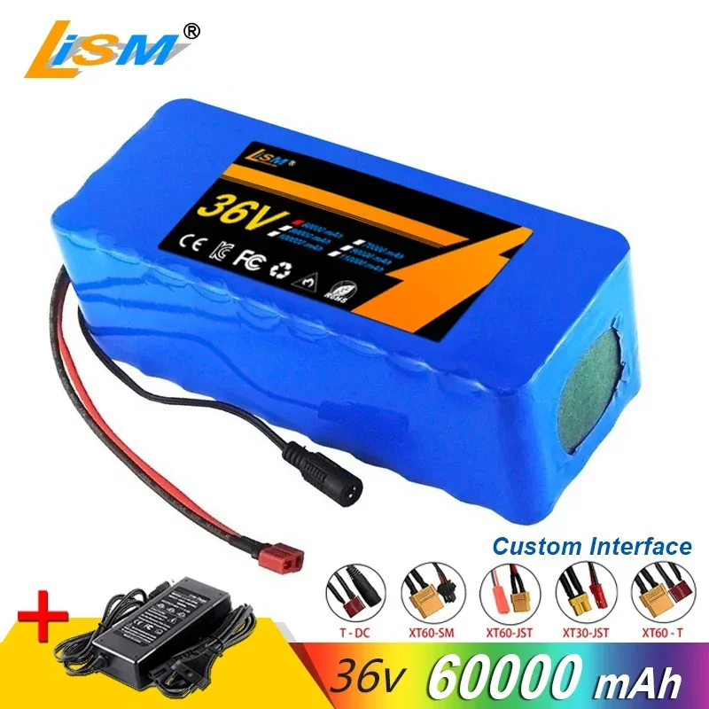 10S4P 36V 60000mAh Lithium Battery Electric Scooter 18650 Battery pack 36V 60Ah Electric Scooter Electric Scooter Battery 36v