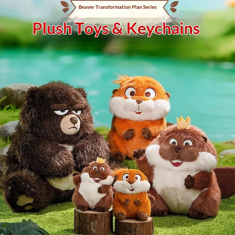 2026 New Hoppers Beaver Plush Keychain Cute Cartoon Mabel King George Doll Pendant Soft Bag Charm Gift Collectible Toy