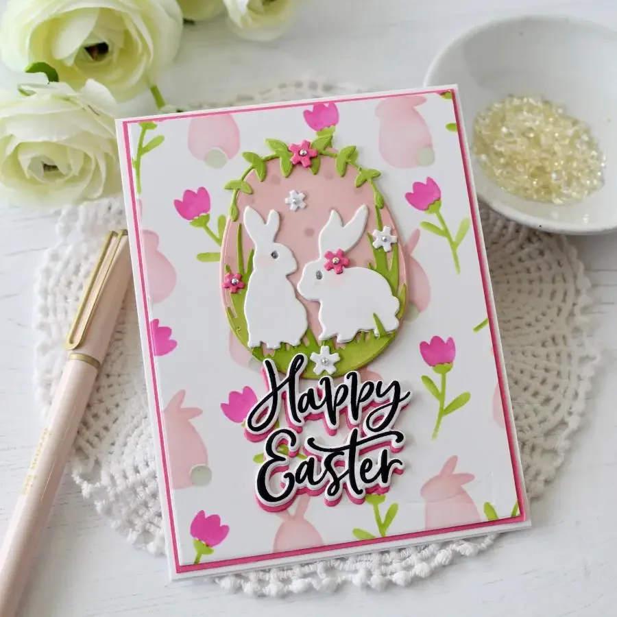 Into the Blooms Spring Nest Bunnies Stencil New February 2024 Metal Cutting Dies Scrapbooking for Paper Making Frame Card Craft