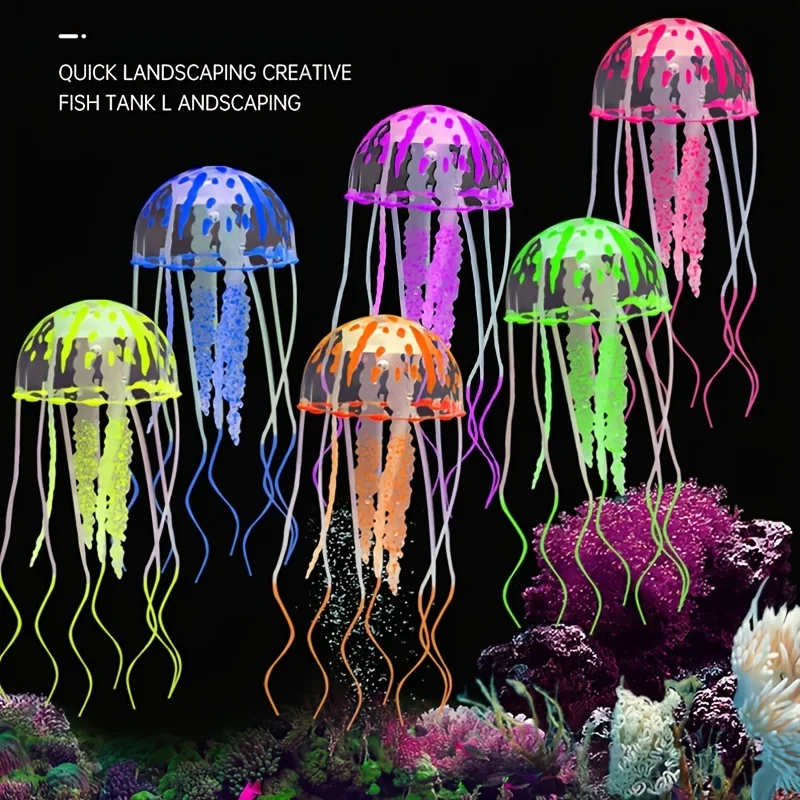 Artificial Swim Glowing Effect Jellyfish Aquarium Decoration Fish Tank Underwater Luminous Ornament