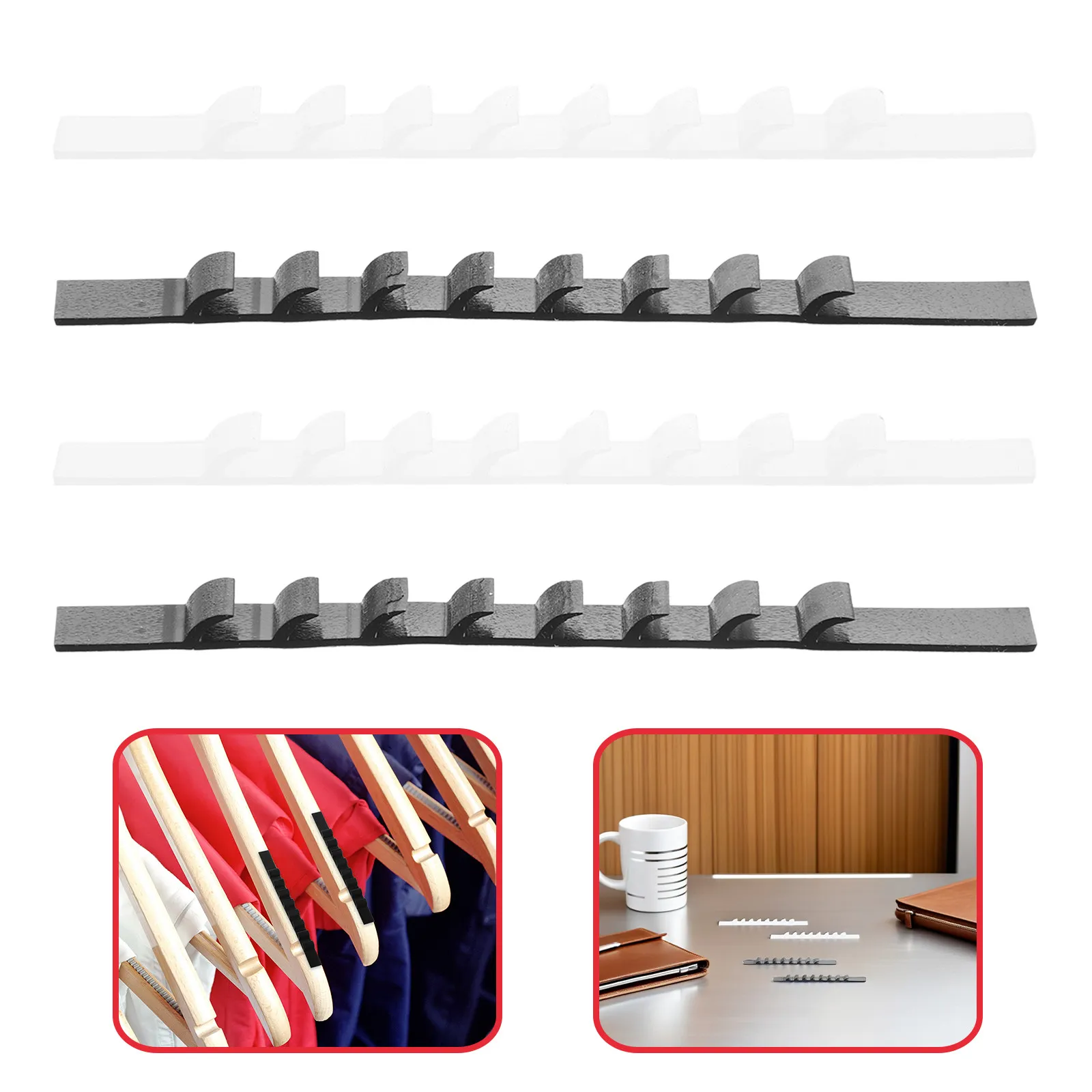 200Pcs Anti Slip Clothes Hanger Grips Clear Clothing Silicon Strips Non Skid Hanger Shoulder Pads Closet Organizer Gripper Tape