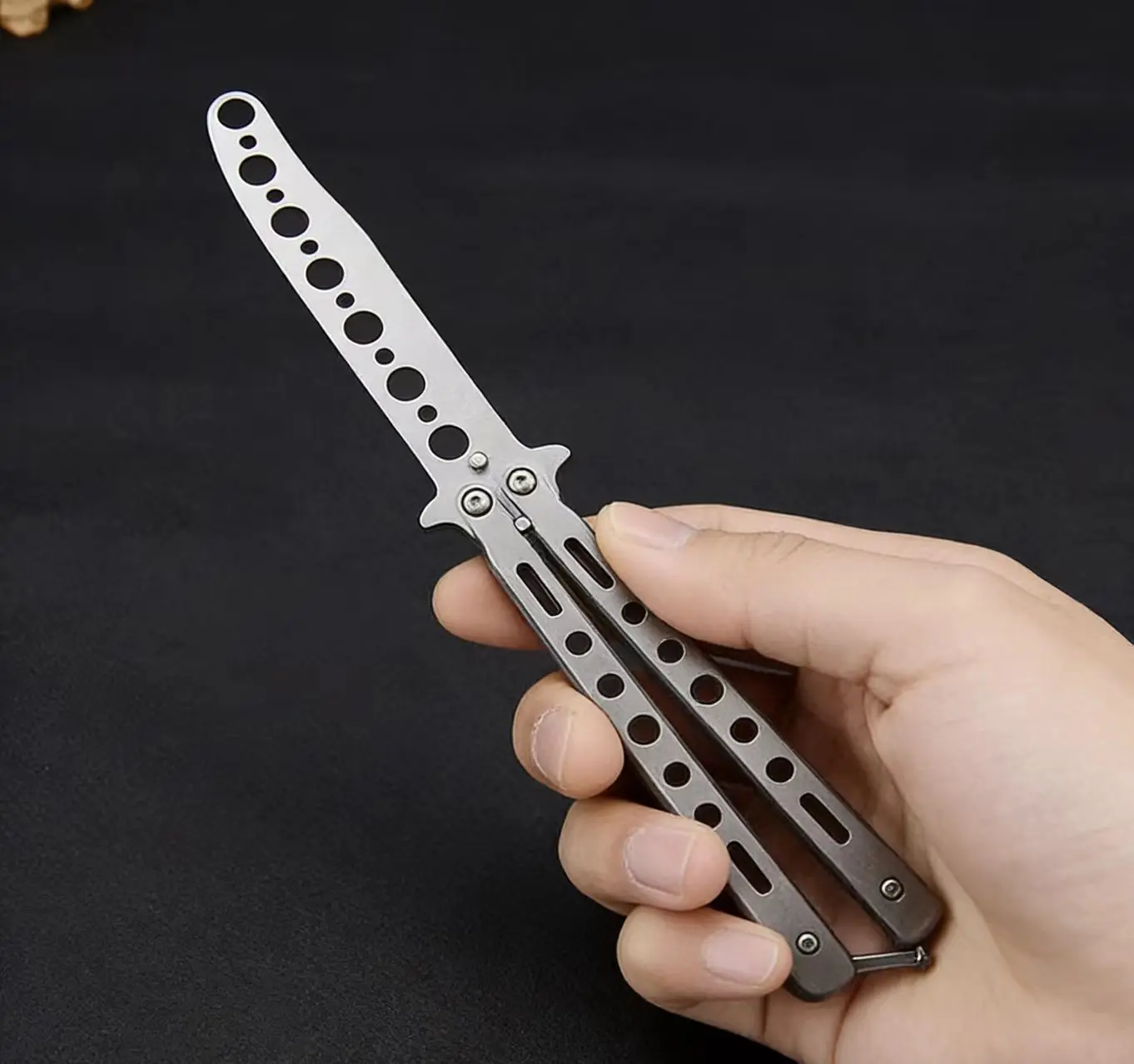 Portable Steel Metal Folding Butterfly Martial Arts Practice Tool for Flipping Tricks image 3