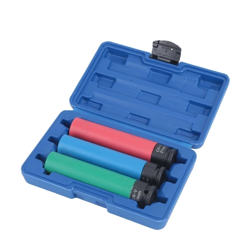 Color Grouped Wheel Nut Service Set, 1/2 Drive Extended Deep with Case for Tire Change, Wheel Care, Garage Maintenance, R6FB
