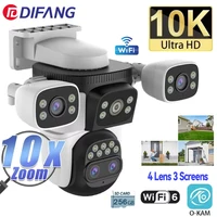 Cámara Exterior WiFi6 de 10K, 20MP, Zoom Óptico de 10X, Tres Pantallas, Cuatro Lentes, PTZ, Seguimiento Automático, Lente Dual de 6K, Impermeable, Seguridad CCTV