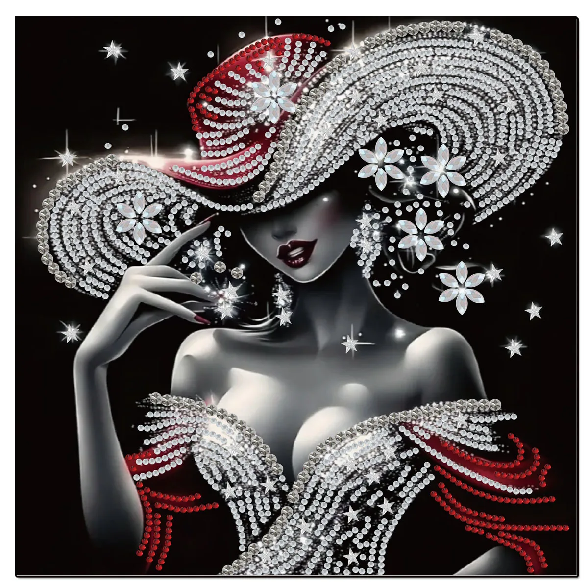 

DIY, 5D, Crystal,partial, sparkling gem art Diamond Painting Kit Hat Woman - Special Shaped Art, Frameless Mosaic Craft