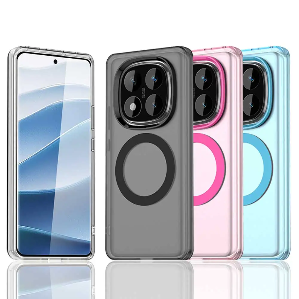 Magnetische Drahtlose Lade Fall Für Redmi Hinweis 14 Pro + Note 14 Pro Hinweis 14 4G 5G Abdeckung Candy farben Transparente Zurück Shell Coque