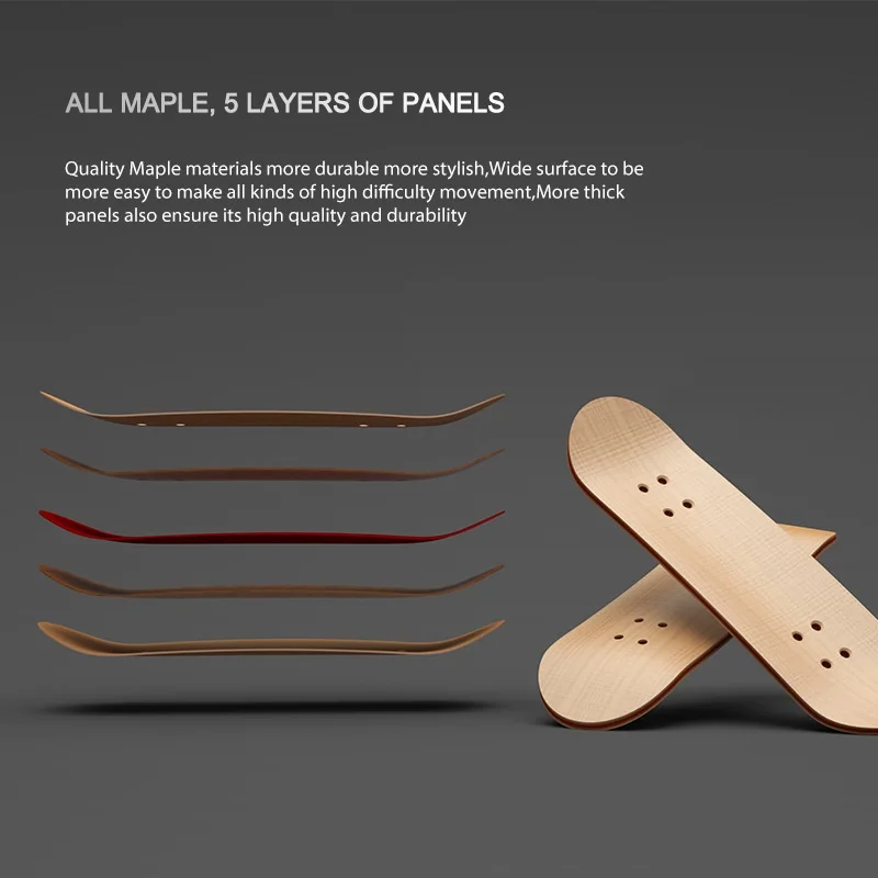 Skateboard à doigts pour enfants, 5 plis, bois d'érable, entraînement de la déxtérité, pont technologique de Sport du bout des doigts pour bureau, soulagement du Stress, jouet de compétence, cadeau