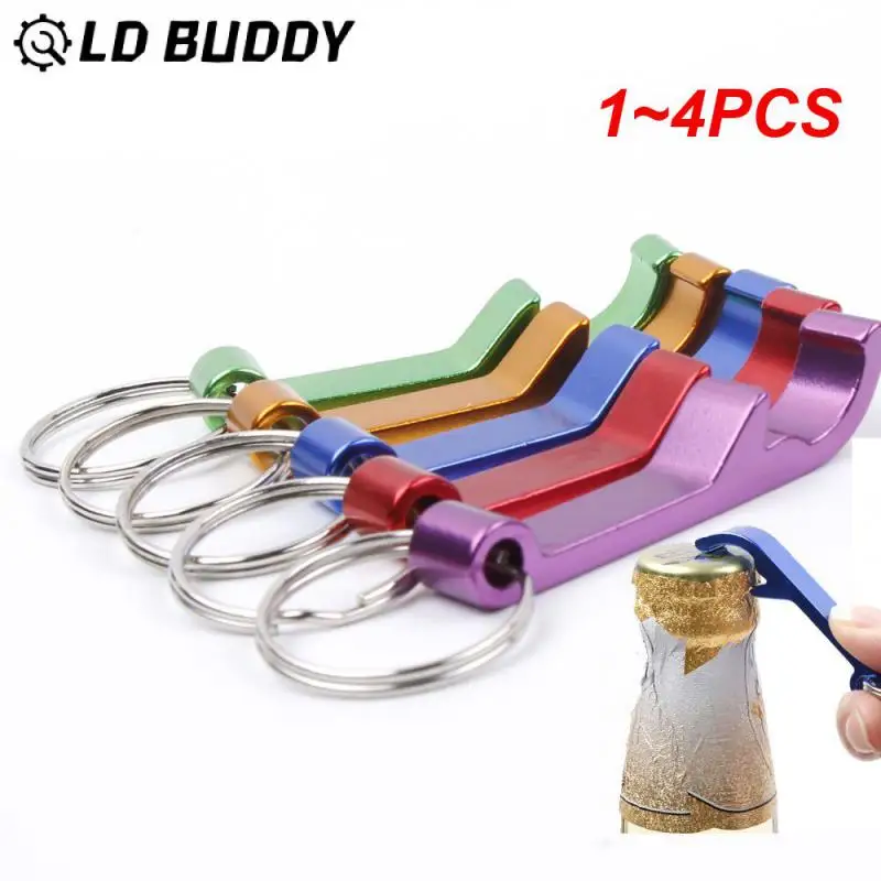 1~4PCS Portable Beer Bottle Opener Keychain Aluminum Beer Bottle Opener Can 5 Colors Wedding Party Favor Gifts