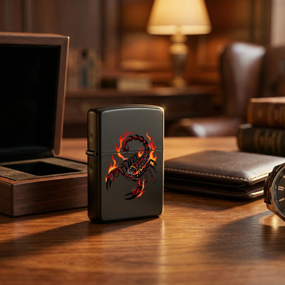 Vintage Collectible Lighters - Flip Top Lighter Fire Scorpion Gothic