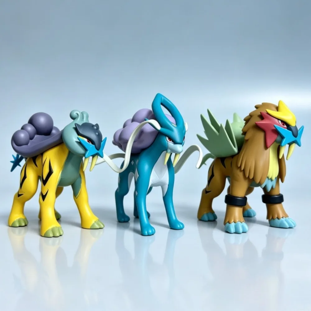 10-11cm Anime Figure Scale World Suicune Entei Raikou Pokemen Action Figures Pvc Statue Desktop Collection Model Toys Gifts - view 2