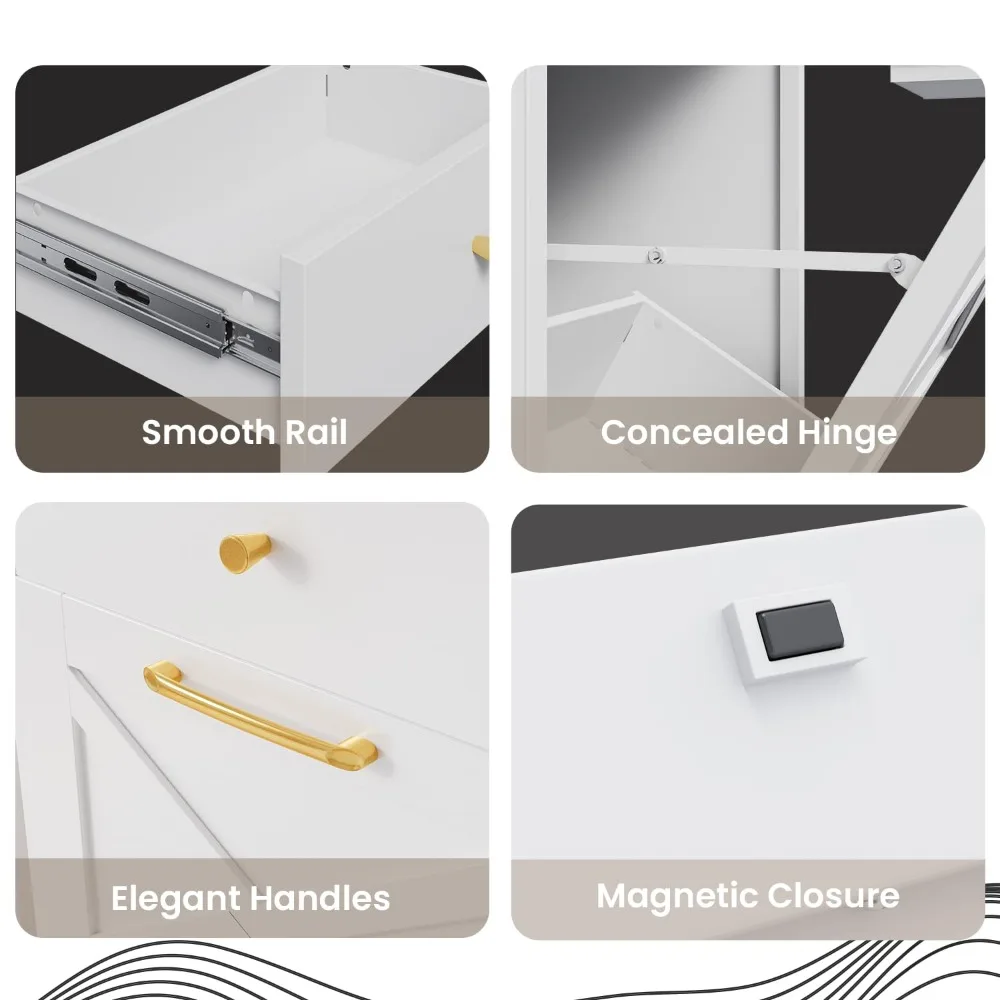 خزانة سلة المهملات المزدوجة المائلة، سلة إعادة تدوير القمامة قائمة بذاتها سعة 20 جالونًا مع درجين، سلة مهملات معدنية مقاومة للكلاب