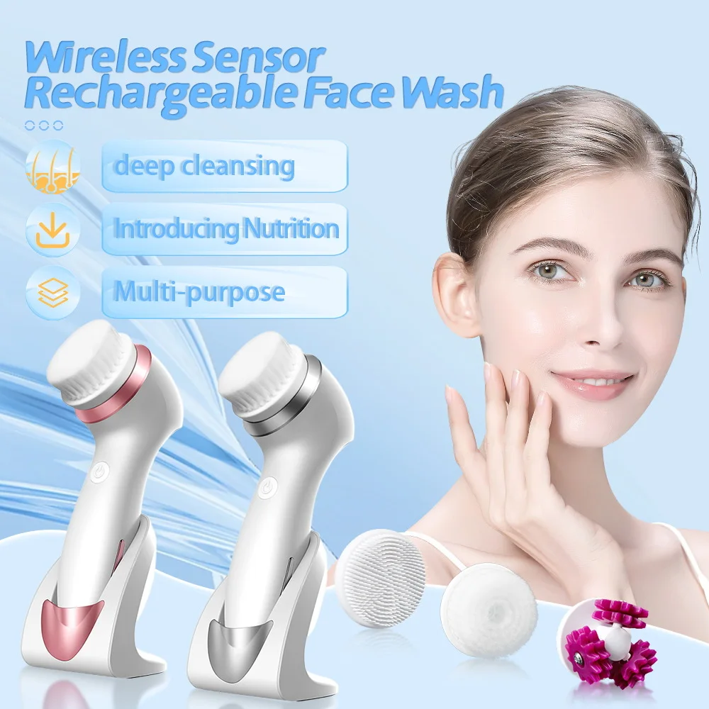 

Soft Hair Cleanser Multi-functional Cleanser Brush Pore Blackhead Acne Massage Waterproof Silicone Electric Face Wash Brush