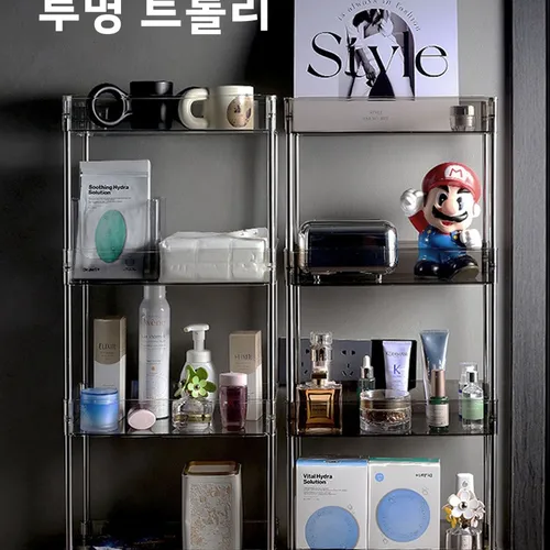 투명한 정리장 화장품 거실 투명한 지상식 작은 카트 다중 층 수납 정리장 화장품 정리장 화장품 정리장 화장품 정리장