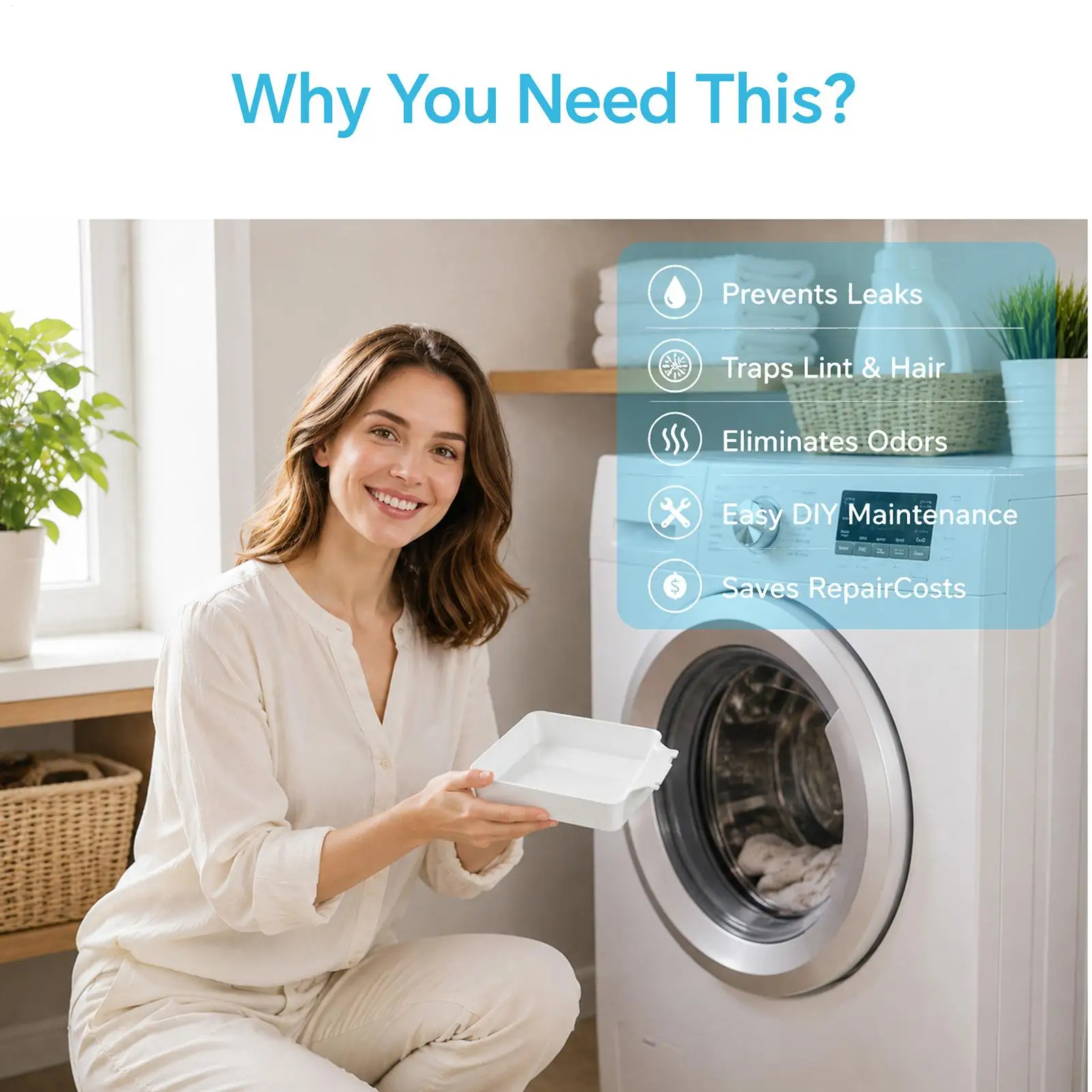 Washing Machine Drain Pan Front Load Leak Proof Tray drainage filter for prevents water stains from splashing onto floor gallery 4