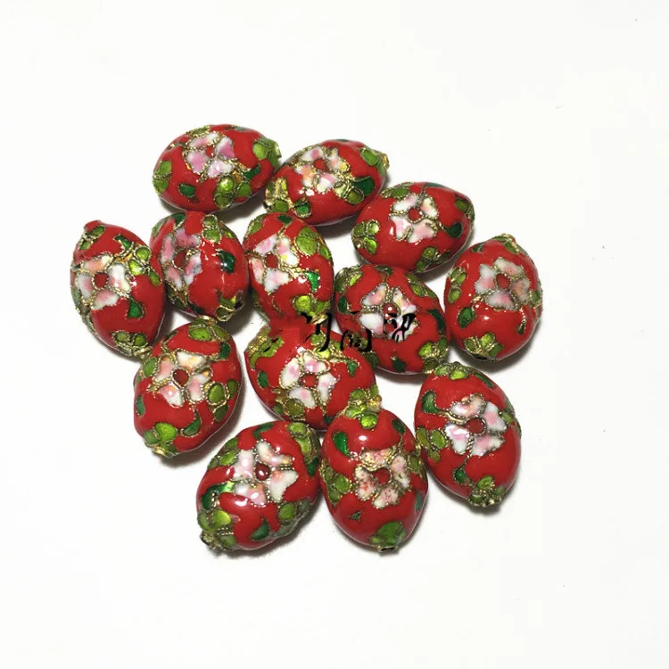 10pcs Cloisonne Filigree Oval Flower Beaded Copper Enamel Bodhy Accessories DIY Jewellery Making Supplier Bracelet Necklace Bead