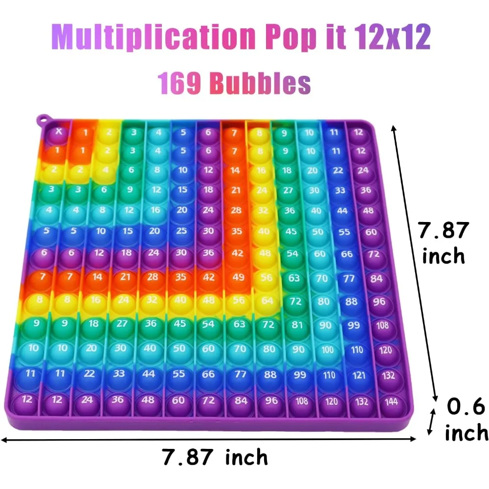 Multiplication 12x12, Addition 1-12, Math Learn Multiplication, Addition with Pop Sensory Toy, Learning Tools for Students