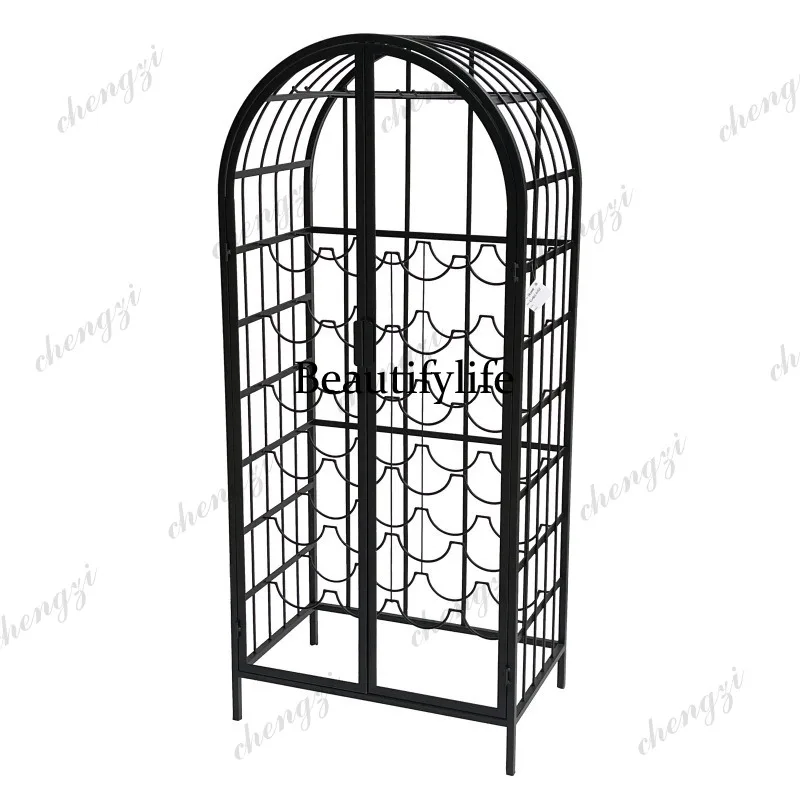Wrought iron wine cabinet multi-layer storage rack household bar grape wine stainless steel