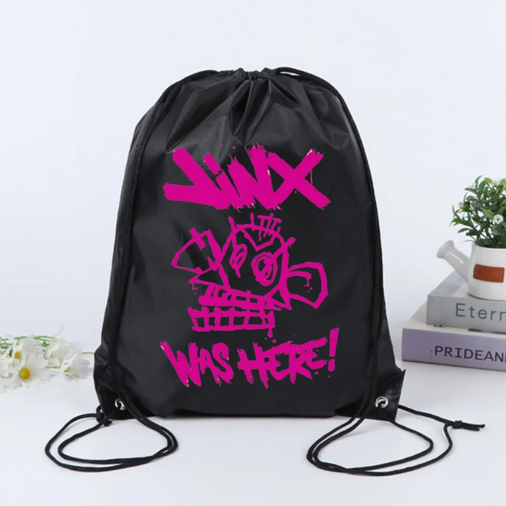 Arcane League of Legends Drawstring Backpack Adult Anime Fashion Gym Bag Children Cartoon Book Bag Casual Draw String Bags Gifts