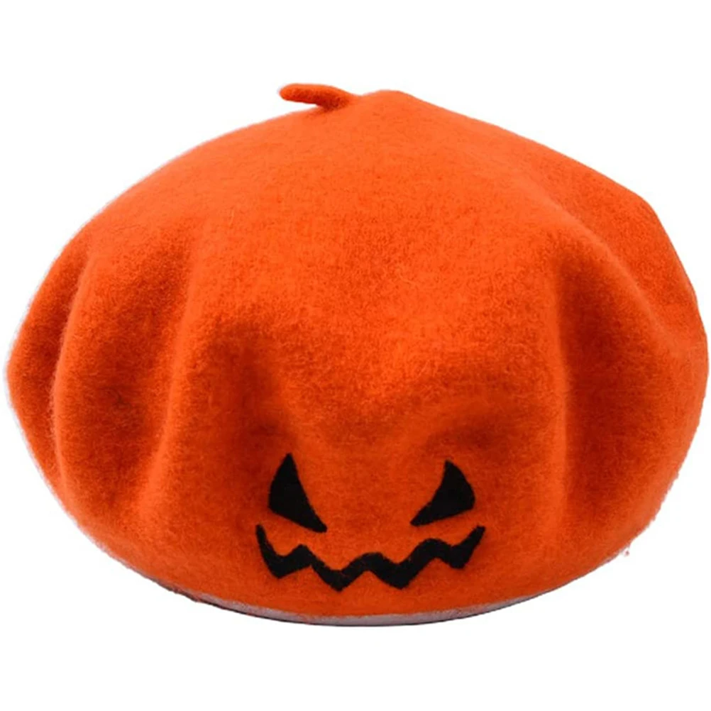 

Halloween Pumpkin Beret Vintage Artist Felt Hat Cute Women Cap Warm Painter Autumn Winter Hats Party DIY Decoration