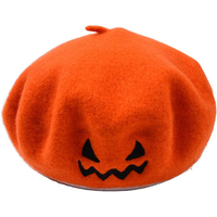 Halloween Pumpkin Beret Vintage Artist Felt Hat Cute Women Cap Warm Painter Autumn Winter Hats Party DIY Decoration