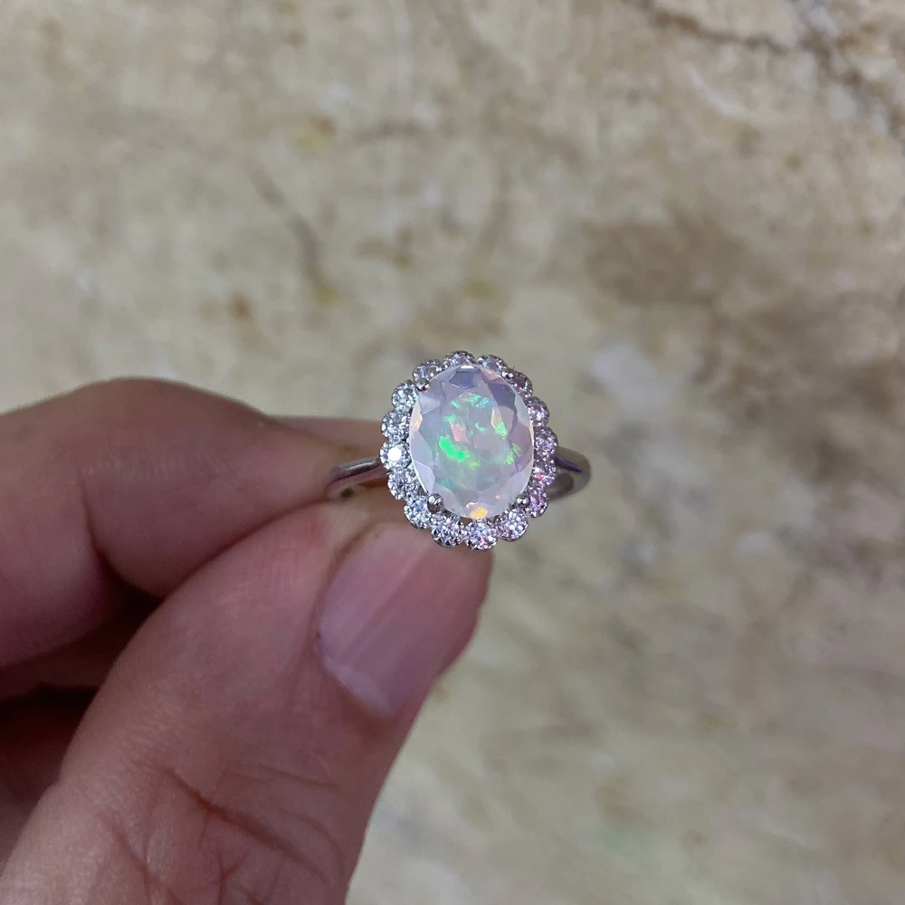 Elegant Natural White Opal Rings Sterling 925 Silver October Birthstone 10*8mm for Women Birthday Party Fine Jewelry - view 2