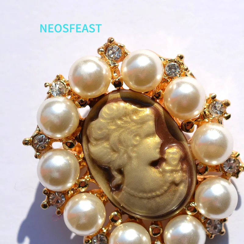 خمر مجوهرات حجر الراين صورة الذهب اللون دبابيس للنساء السيدات هدية سبيكة الصدار اللؤلؤ الثدي دبوس اكسسوارات الملابس