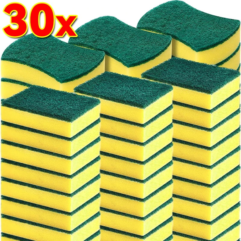 Lots Dishwashing Sponge Super Absorbent Cleaning Sponges Pot Rust Stain Brush Grease Cleaner Rags Kitchen Removing Oil Kit Tools