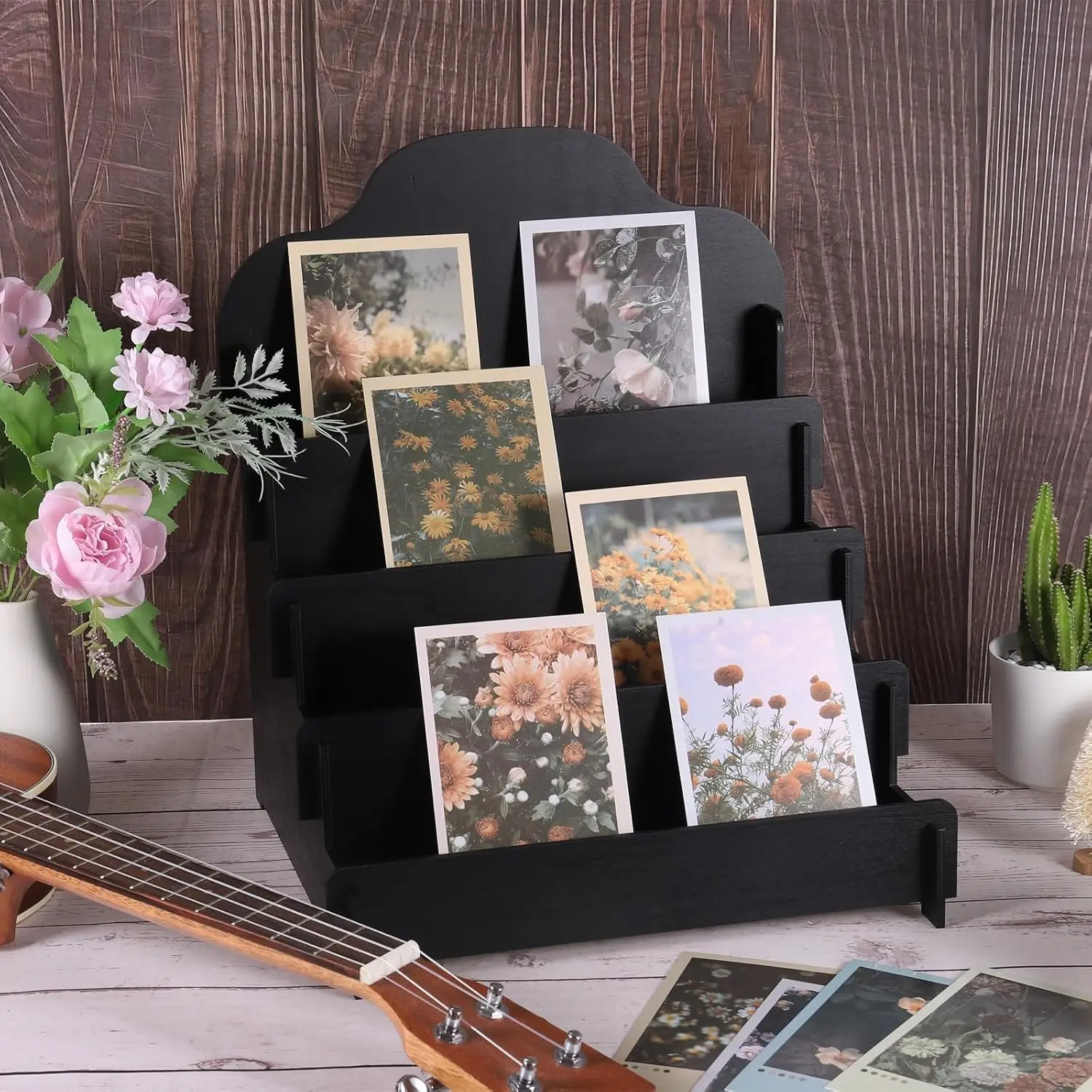 

Подставка для поздравительных открыток, 1 шт. 4-х уровневый держатель для наклеек, портативная подставка для открыток, деревянная поздравительная открытка