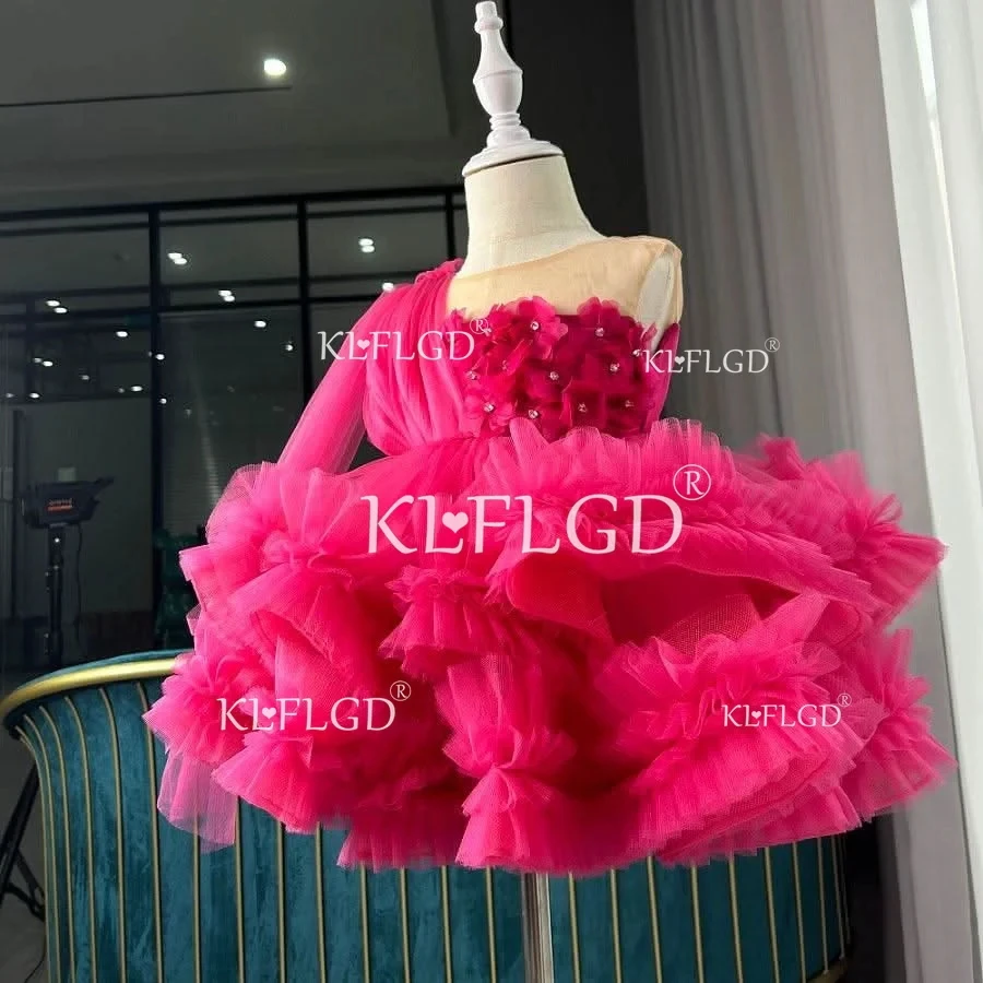 

Girls Elegant Dresses pink gorgeous tulle flower wedding dress official Christmas dance clothing 2-12 girl children's clothing
