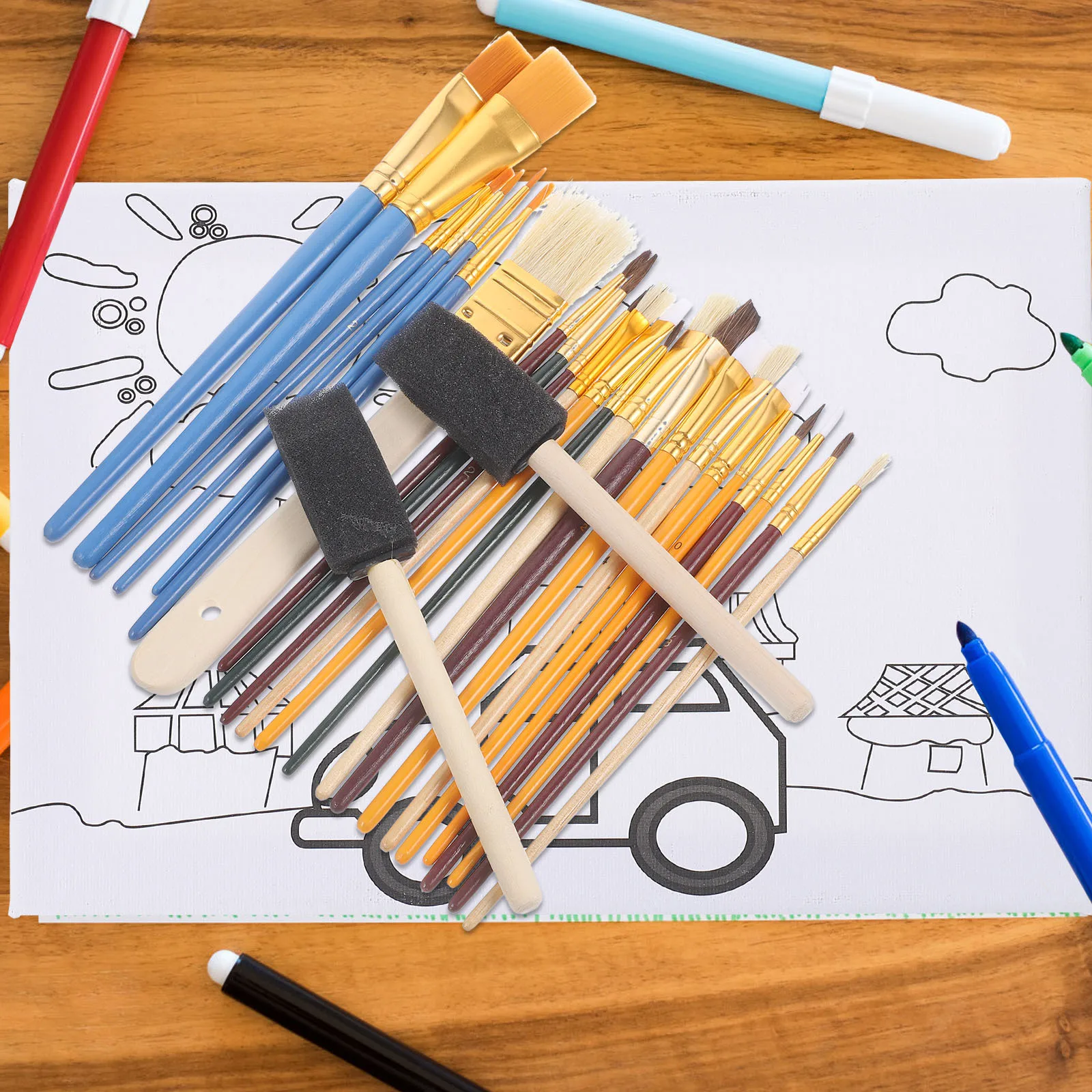 مجموعة فرش رسم مكونة من 25 قطعة، محمولة احترافية متعددة الوظائف، فرش ألوان مائية زيتية، رسم مريح مقاوم للاهتراء #6