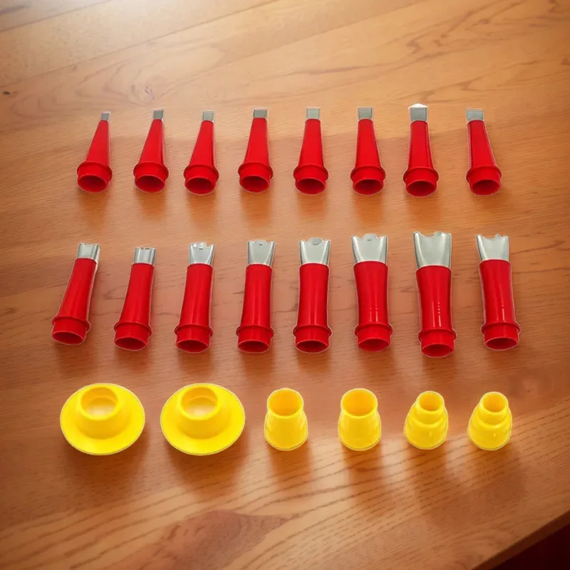 22PCS Stainless Steel Glue Silicone Sealant Finishing Tool with Removable Rubber Base Sealing Nozzle Set for Kitchen Bathroom