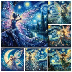 New 5D DIY Van Gogh Anime Elf Fairy Girl Diamond Painting Kit Full Drill Diamond Embroidery Handmade DIY Mosaic art home decor