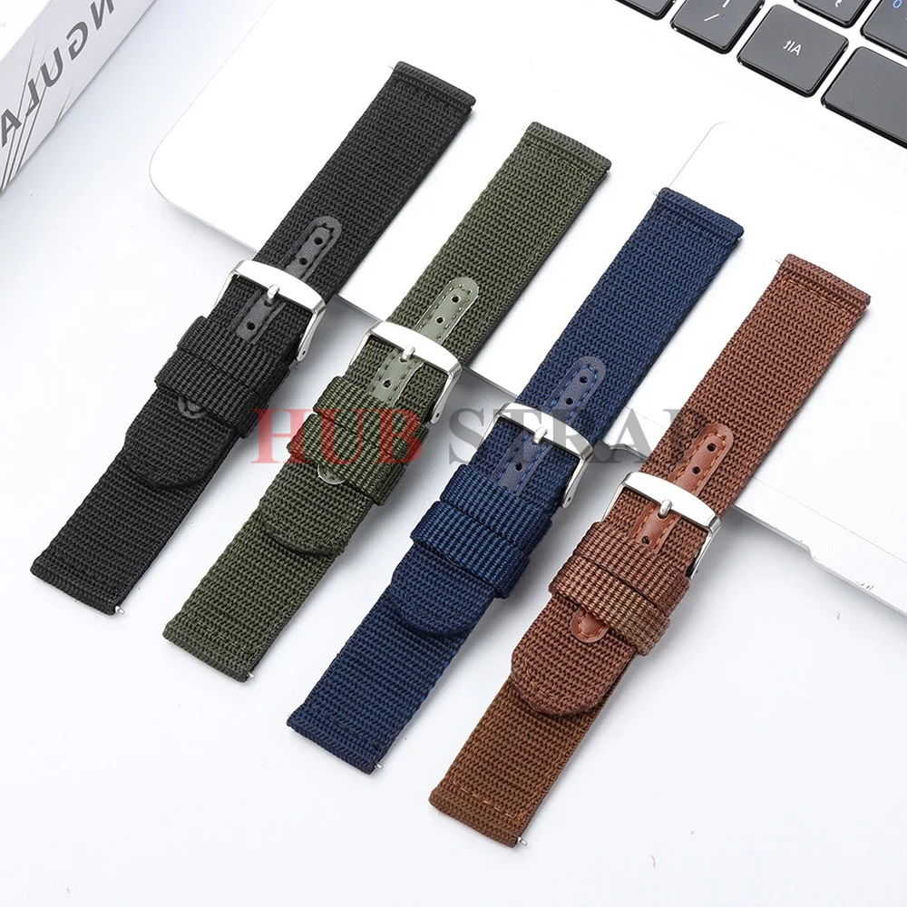 Two Side Woven Nylon Watch Band 18mm 20mm 22mm 24mm Quick Release Watch Strap Men Women Military Wristband Universal Bracelet