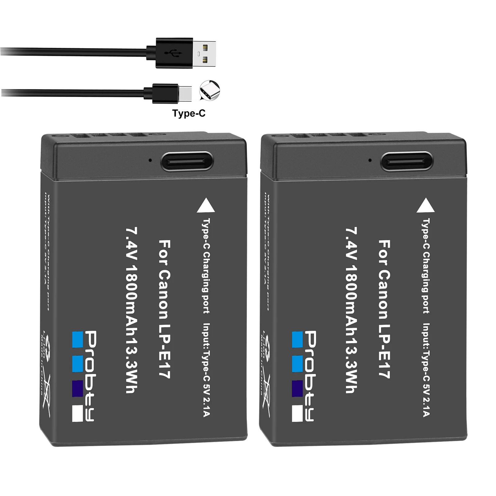 

2 Pcs LPE17 LP E17 LP-E17 E17 Battery Type-c Charging for Canon EOS RP 200 250D M3 M5 M6 750D 760D T6i T6s 800D 8000D 77D Kiss