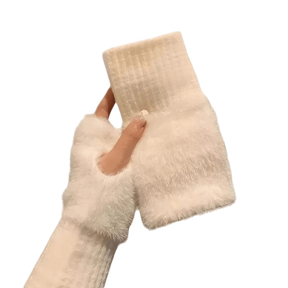 

1 Pair Simple Polyester fibre Knitted Gloves Soft Warm Insulation Half Finger Gloves Fingerless Gloves Winter