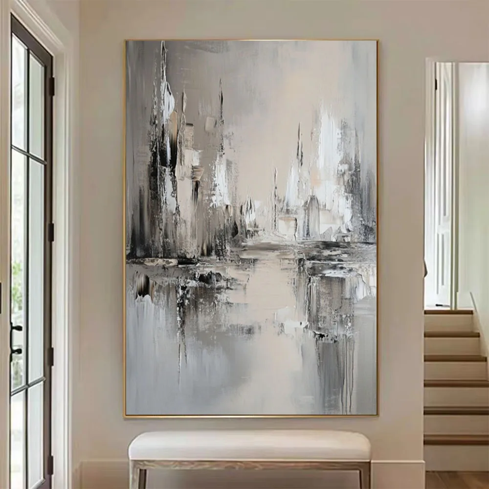 

Original Real Hand-Painted Textured Large Modern Abstract Oil Paintings Decor Living Room Blue And Gold Canvas Picture Wall Art