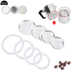 3Pc Silica Gel Ring Silicone Gaskets Aluminum Filter Moka Pot With 3/6/9/12Cup Moka Express Coffee Bottle Replacement Compatible